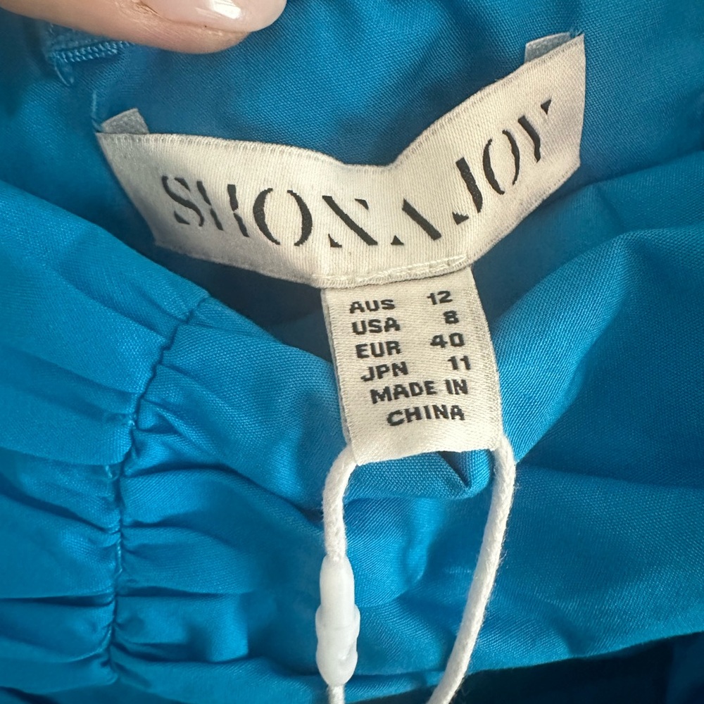 NWT Shona Joy Blue Off-Shoulder Mini Dress - Picture 2 of 6